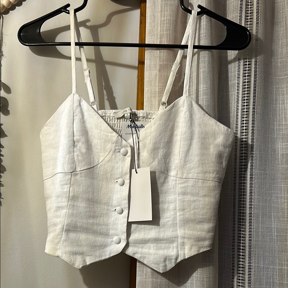 Marshalls White Buttoned Bustier Crop Top
